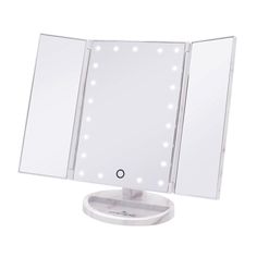 Touch Trifold Dimmable LED Makeup Mirror • Impressions Vanity Co. Trifold Vanity Mirror With Lights, Desk Mirror Led, Vanity Mirror Amazon, Make Up Mirrors, Small Light Up Mirror, Makeup Desk Mirror, Cute Makeup Mirror, Small Mirror With Lights, Mini Makeup Mirror