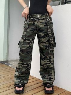 ⚡️Free Shipping 2022 Detachable Strap Baggy Camo Cargo Jeans Green S under $44.00 in Jeans at AnotherChill.com Online. Style: Casual/Street/Vintage/Y2K/Punk/Hip Pop. Fabric Content: Cotton, Polyester. Fit Type: Loose fit. : Featured camo pattern print, these vintage wash jeans have cargo pockets patched, shaped to a relax silhouette, with detachable straps and a zip button fastening design.. ✓2022 SUMMER OUTFITS. Check reviews and buy Detachable Strap Baggy Camo Cargo Jeans today. Jeans Online Store, 90s Y2k Fashion, Vintage Wash Jeans, Jeans Patchwork, Camouflage Colors, Y2k Punk, Camouflage Pants, Jeans Cargo, Camouflage Print