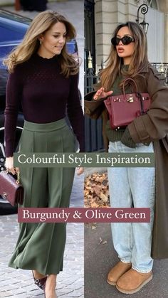 Maroon And Olive Green Outfits, Autumn 2025 Fashion Trends, Autumn Winter 2024 2025 Fashion Trends, Outfit Autumn 2024 Women, Green And Burgundy Outfit, 2025 Winter Trends, Winter 2025 Fashion Trends