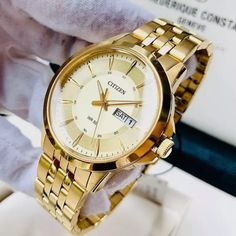 - Brand New With Box! - 100% Authentic! - Never Worn And Is Functioning Great! - Reasonable Offers Accepted! Mens Wedding Watch, Classic Watch With Day-date Display, Mens Gold Watches, Mens Watches Classy, Classy Watch, Gold Watches, Gold Watch Men, Face Men, White Face