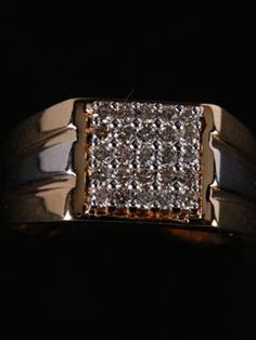 A Strikingly Beautiful 14 Carat Ring Comes With 0.46 Carat Diamonds In A Cluster Design. Cluster Design, Mens Gold Rings, Mens Gold