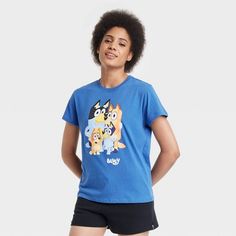 Women's Bluey Short Sleeve Graphic T-Shirt - Blue L Lizard Brain, Bluey Toys, Bluey Shirt, Target Clothes, Head Color, Cute Graphic Tees, Sewing Party, Disney Outfits, Casual Wardrobe