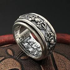 Solid 925 Sterling Thai Silver Ring Rotation Vajra Men's Size 7 8 9 10 11 | eBay Mens Rings For Sale, Man Ring, Wide Bracelet, Personalized Rings, Fashion Woman, Pure Silver, Solid 925 Sterling Silver, Good Luck, Fashion Rings