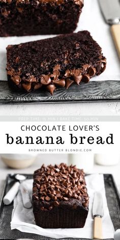 chocolate lover's banana bread is the perfect dessert for breakfast or brunch