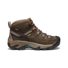 men's brown hiking boots on a white background