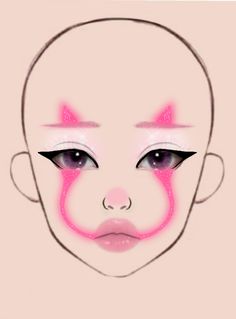 Pink Halloween Makeup Ideas, Payasa Makeup, Clown Makeup Looks Drawing, Pink Halloween Makeup, Maquillaje De Payaso Mujer, Pink Clown Makeup, Makeup Looks Creative, Easy Clown Makeup, Creepy Clown Makeup