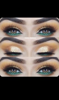 Ein atemberaubendes Augen-Make-up kann Ihrem Gesicht eine besondere Ausstrahlung verleihenAber mit so vielen verschiedenen Techniken und Produkten kann es schwierig seindas perfekte Augen-Make-up... Emerald Green Bride Makeup, Gold And Emerald Green Makeup, Emerald And Gold Eye Makeup, Smokey Eye With Green Undereye, Dark Green And Gold Eye Makeup, Green Pink Gold Eye Makeup, Gold And Green Makeup Looks, Make Up For Green Eyes Tutorial, Make Up Yeux Vert