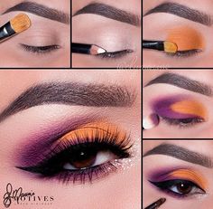 Khol Eyeliner, Make Up Designs, Drag Make-up, Orange Makeup, Halloween Eye Makeup, Makeup Tutorial Eyeshadow, Matte Makeup, Eye Makeup Steps, Beautiful Eye Makeup