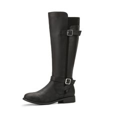 a pair of black boots with buckles