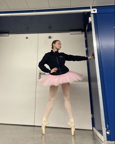 a woman in a pink tutu posing for the camera