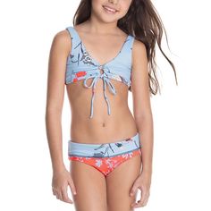 Color/Pattern: Loop Design Details: Wear 4 Ways Tie-Front 86% Polyamide 14% Spandex Hand Wash Imported Ariel Swimsuit, Pretty Swimwear, Maaji Swim, Preteen Fashion, Tween Outfits, Top Floral, Kids Swimming, Waist Band, Papaya