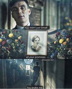 a man standing in front of a framed photo with flowers on it and the caption you didn't just break all your proms