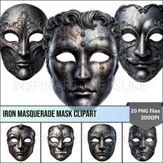 the iron masquerade mask clipart is shown in multiple different styles and sizes