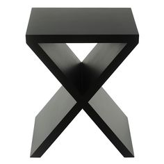 a black table with an x design on the top and bottom, against a white background