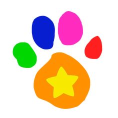 a colorful paw print with a star on it