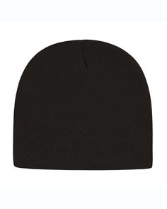 100% Acrylic; 8 1/2" knit; Made in the USA Cute White Cheap Beanie, Casual Black Acrylic Beanie, Classic Black Beanie Cap, Acrylic Beanie Cap, Black Acrylic Hat, One Size Fits Most, Black Acrylic Beanie For Winter, Black Acrylic Hat One Size Fits Most, Solid Color Acrylic Beanie One Size, Solid Fitted Beanie