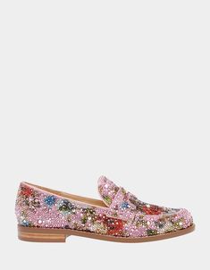 ARON FLORAL MULTI Loafers | Floral Rhinestone Loafers – Betsey Johnson Womens Dress Loafers, Shoes List, Luxurious Shoes, Butterfly Heels, Alice In Wonderland Inspired, Beaded Butterfly, Delicate Butterfly, Funky Shoes, Morgan Wallen