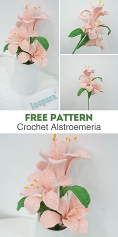 crochet flower pattern for a vase with flowers in it