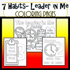 coloring pages for adults and children with the text 7 habitts - leader in me