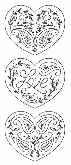 two hearts with the word love in each one and an image of flowers on them