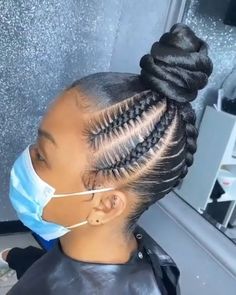 Drumming Hairstyle, Updo Braids Hairstyles, Nappy Hairstyles, Cornrows Updo, Two Braid Hairstyles, Black Hair Updo Hairstyles, Weave Ponytail Hairstyles, Sleek Ponytail Hairstyles