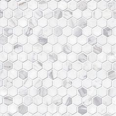 white marble mosaic tile with hexagonal pattern