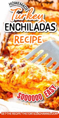 Close up of turkey enchilada Easy Turkey Enchiladas, Enchilada Seasoning, Enchiladas Recipes, Turkey Enchiladas, Vegan Enchiladas, Breakfast Enchiladas, Enchilada Recipe, How To Make Turkey, Homemade Enchiladas