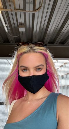 Underdye Hair Blonde On Top, Hair Color Under, Short Blonde Hair With Pink Underneath, Hair Color Underneath Pink, Hot Pink Peekaboo Hair Blonde, Alternative Hair Color Ideas Blonde, Under Colored Hair, Blonde And Vivid Hair Color, Pink Under Blonde Hair