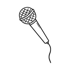 a microphone that is black and white on a white background, it looks like a drawing