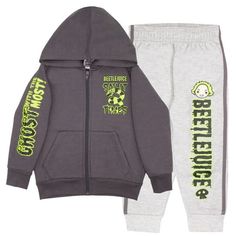 Introducing our Warner Bros Beetlejuice Boys Matching Sets Pullover Hoodie and Pants Fleece Set - the perfect outfit for your little Tim Burton animated TV series fan! Let your boy unleash his inner goth with this amazing Beetlejuice ensemble. This 2-piece bundle includes a stylish hoodie and comfortable sweatpants, making it the ultimate outfit for your kid's adventures. Crafted with high-quality materials, our set ensures durability and comfort for your kid. Inspired by the iconic animated tv Hoodie And Pants, Neon Outfits, Elastic Shorts, Kids Clothes Boys, Versatile Outfits, Beetlejuice, Tim Burton, Warner Bros, Boy Shorts