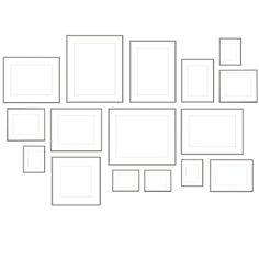 a bunch of frames are arranged in the shape of a square and rectangles