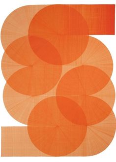 an orange and white painting with circles on it