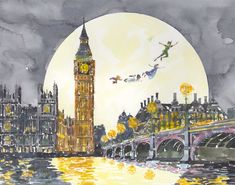 a painting of the big ben clock tower in london