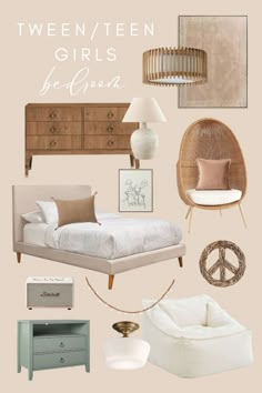 the bedroom is decorated in neutral tones