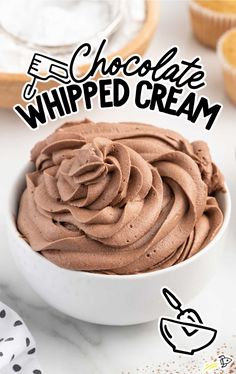 a white bowl filled with chocolate whipped cream