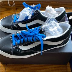 Super Rare Vans Syndicate Andy Kessler New In The Box. These Have Never Been Worn And Come With Dust Bag As Shown And Syndicate Stickers. Rare Vans, Vans Black And White, Shoes Vans, Vans Black, Mens Vans, Vans Shoes, Mens Shoes Sneakers, The Box, Men's Shoes