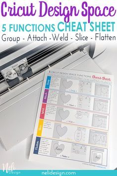 the 5 functions heat sheet is shown next to it's instructions for cutting out heart shapes