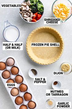 the ingredients to make an egg tart are shown