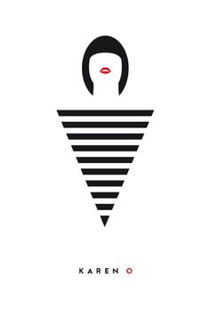 a woman's face is shown in the shape of an inverted triangle with red lips