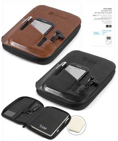 an open case with a cell phone in it and a clipboard attached to the side