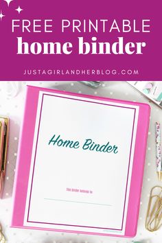 a binder with the words home binder on it next to some office supplies