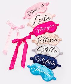 four personalized satine hair ties with bows