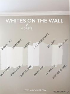 some white paint is on the wall and it says whites on the wall & greys