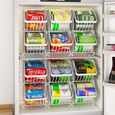 an open refrigerator filled with lots of food and drinks