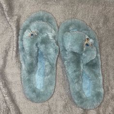 Size Us Woman’s 10 House Slippers With Evil Eye Pendant On Each Shoe. Fuzzy Comfortable House Slippers. Unknown Brand. Comfortable Blue Indoor Slippers, Comfortable Blue Winter Slippers, Cute Blue Non-slip Slippers, Valentino Slippers, Blue Slip-on Slippers For Indoor Use, Minnetonka Slippers, Blue Non-slip Fun Slippers, Gray Cheetah Print, Ugg Tasman Slippers