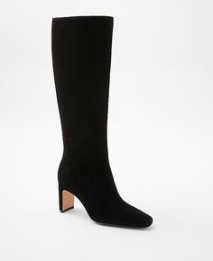 Elevate your style with the Ann Taylor High Blade Heel Suede Boots, a perfect blend of sophistication and comfort. These boots are designed to make a statement at any event with their sleek black suede and striking silhouette.

- Size: 5 (Regular)
- Color: Black
- Material: Suede
- Gender: Female
- Heel Height: 3 inches
- Shaft Circumference: 7 inches
- Features: Pointy toe, padded footbed for enhanced comfort

Crafted with meticulous attention to detail, these boots feature a padded footbed ens Black Suede Knee-high Boots For Fall, Winter Black Suede Knee-high Boots, Black Suede Knee-high Boots, Black Suede Knee-high High Heel Boots, Black Suede Boots With 4-inch Heel, Knitted Suit, Ann Taylor Dresses, Suede Fashion, Black Heel Boots