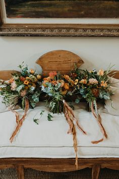 Orange Wedding Flower Bouquets Tied with Rustic Ribbons Jennifer Behr Bridal, Unique Destination Wedding, Orange Wedding Flowers, Europe Wedding, Wedding Spain, Eco Wedding, Boho Bouquet, Andalusia Spain, Eco Friendly Decor