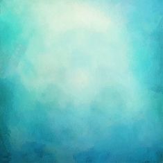 an abstract blue and green background with white clouds in the sky, watercolor painting