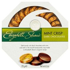 chocolate covered cookies in a box with the label printed on it's front and side