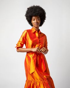 A party-ready shirtdress made of subtly shimmery silk shantung that catches the light beautifully. The shape is very flattering, with an easy fit, a tiered skirt, and an optional sash at the waist. (Also, on-seam pockets, because we put those in as many dresses as we can.) Clothing Catalog, Buckle Shoes, Sweater Gift, Liberty Fabric, Sneaker Heels, Shirtdress, Tiered Skirt, The Shape, Sweater Weather